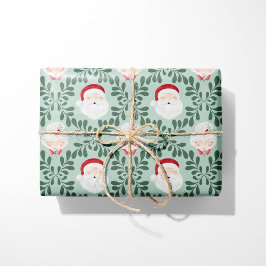 Papel de regalo de Navidad Sr. y Sra. Claus menta