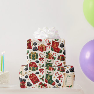 Papel de regalo de Navidad travieso o bueno