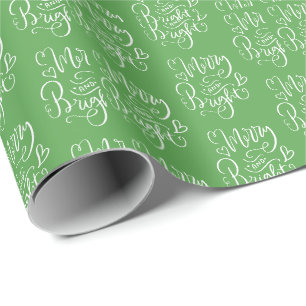 Papel de regalo de Navidad verde alegre brillante