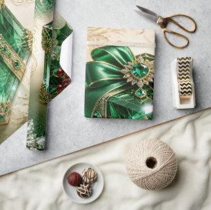 Papel de regalo de Navidad verde esmeralda de lujo