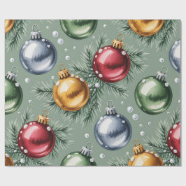 Papel de regalo de Navidad verde retro