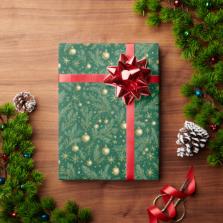 Papel de regalo de Navidad verde y dorado elegante