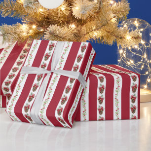Papel de regalo de Navidad vintage con rayas retro