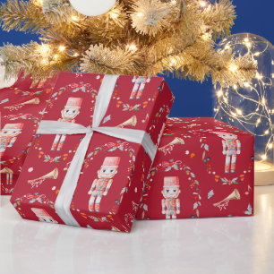 Papel de regalo de Navidad vintage con soldado de