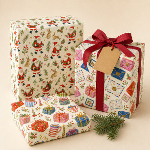 Papel de regalo de Navidad vintage para correo