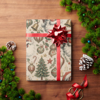 Papel de regalo de Navidad vintage retro