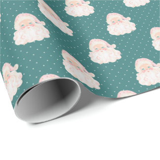 Papel de regalo de Navidad vintage rosa Santa azul