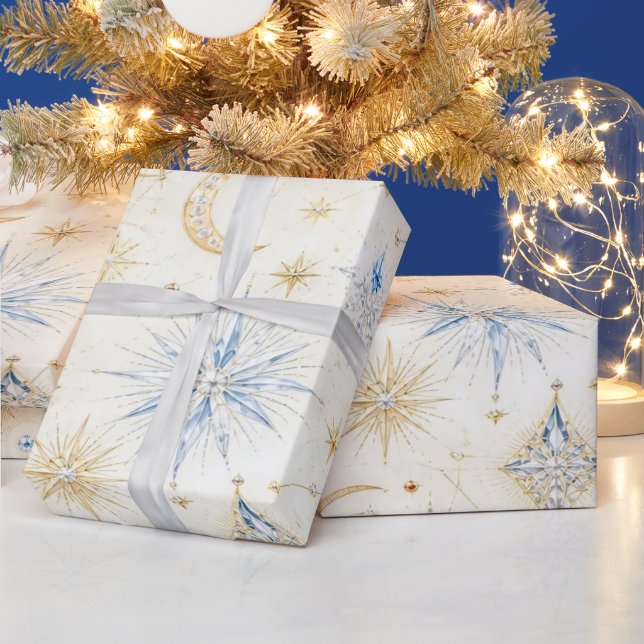Papel de regalo de Navidad Zafiro Celestial (Vacaciones)
