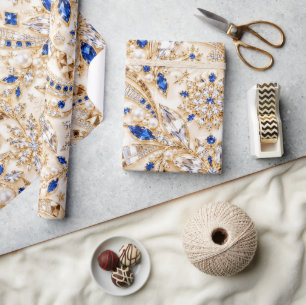 Papel de regalo de Navidad zafiro de lujo