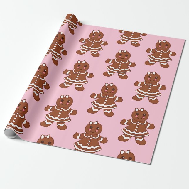 Papel de regalo de niñas de pan de jengibre de Nav (Desenrollado)