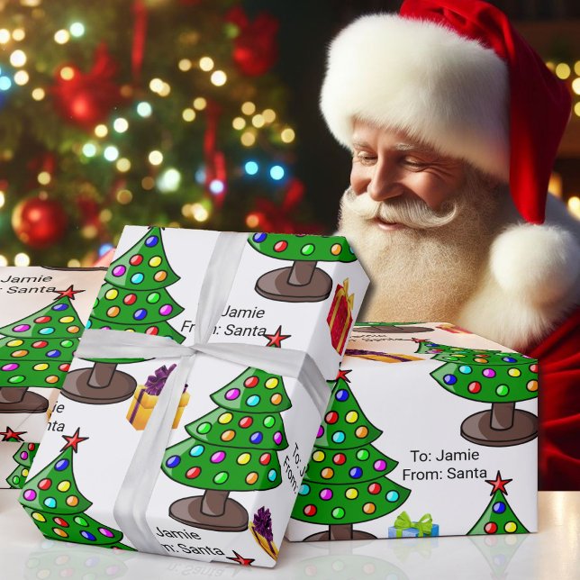 Papel De Regalo De nombre de niño de Santa Claus envuelto en árbol (Subido por el creador)