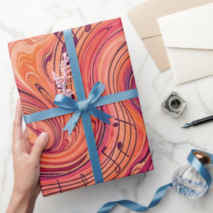 Papel de regalo de notas musicales abstractas en p