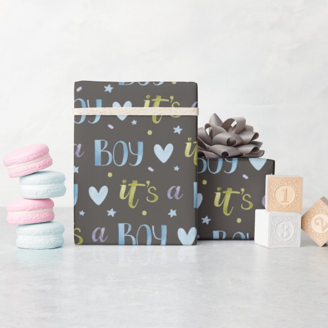 Papel de regalo de nuevo bebé 'Es un niño' (Baby Shower)