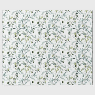 Papel de regalo de olivo estilo francés verde salv