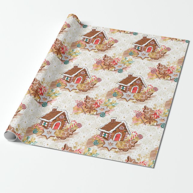 Papel de regalo de oro para la casa de los panes y (Desenrollado)