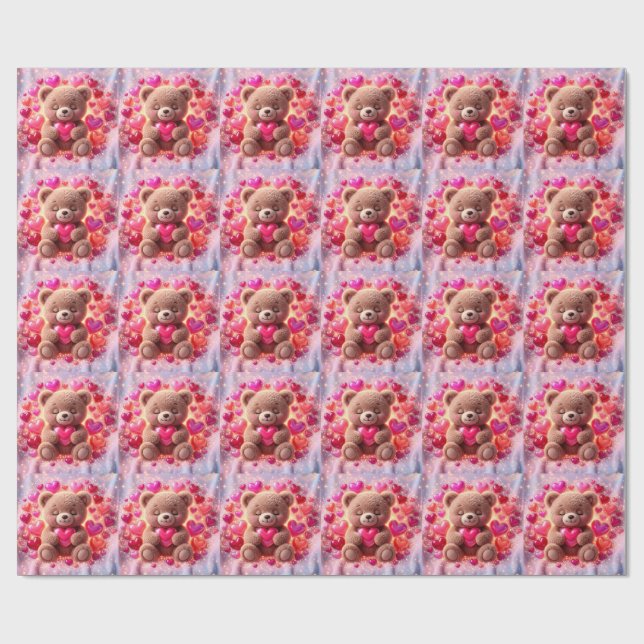 Papel de regalo de osito brillante adorable🧸💖 (Superficie plana)