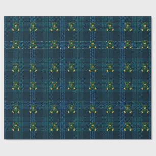 Papel de regalo de osito de felpa a cuadros azules