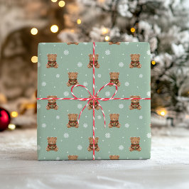 Papel de regalo de osito de Navidad dulce