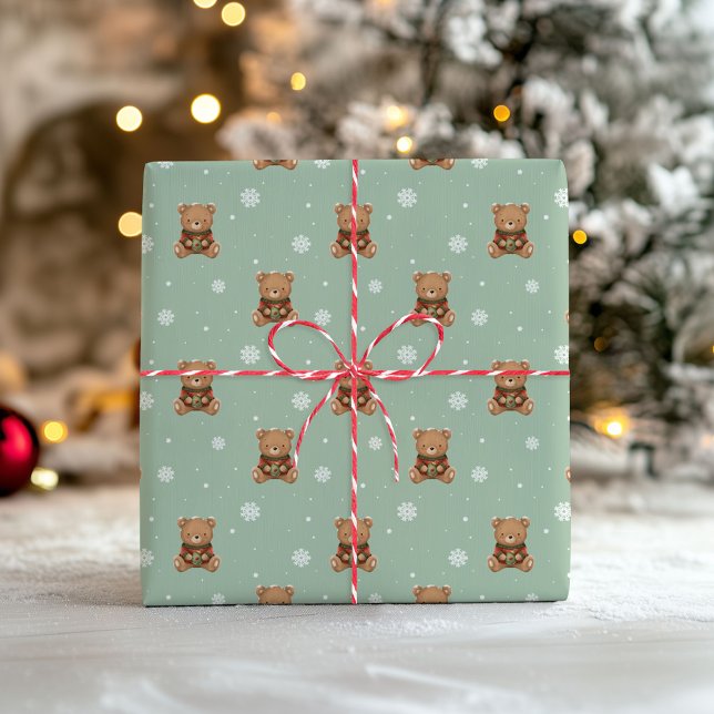 Papel de regalo de osito de Navidad dulce (Subido por el creador)