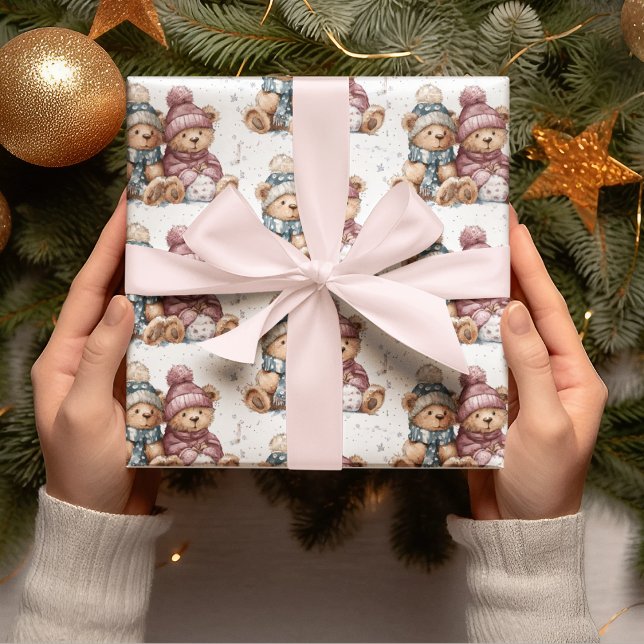 Papel de regalo de ositos de peluche navideños cap (Subido por el creador)
