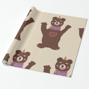 Papel de regalo de oso envoltorio de regalo para b