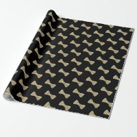 Papel de regalo de pajarita negro y dorado