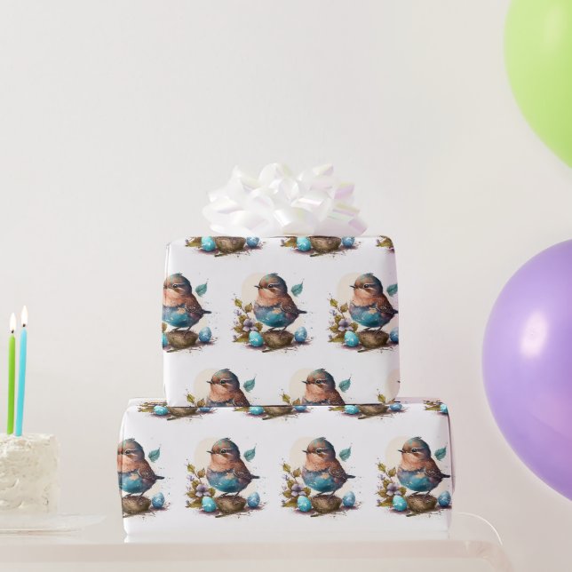 Papel de regalo de pájaro de acuarela adorable (Regalos de fiesta)