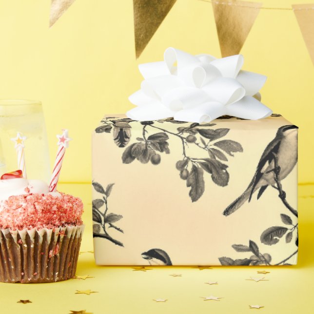 Papel de regalo de pájaros cantores carbonero amar (Fiesta de cumpleaños )