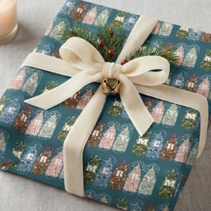 Papel de regalo de pájaros de invierno decorados c