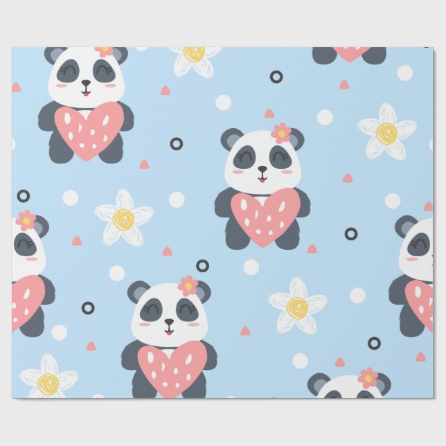 Papel de regalo de panda lindo, envoltorio de rega (Superficie plana)