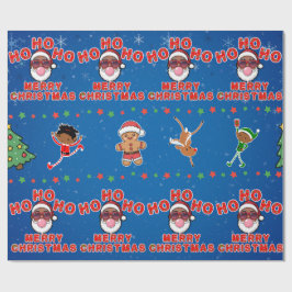 Papel de regalo de Papá Noel negro de Navidad
