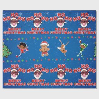Papel de regalo de Papá Noel negro de Navidad