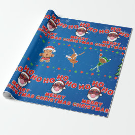 Papel de regalo de Papá Noel negro de Navidad