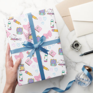 Papel de regalo de papelería pastel y gatos lindos