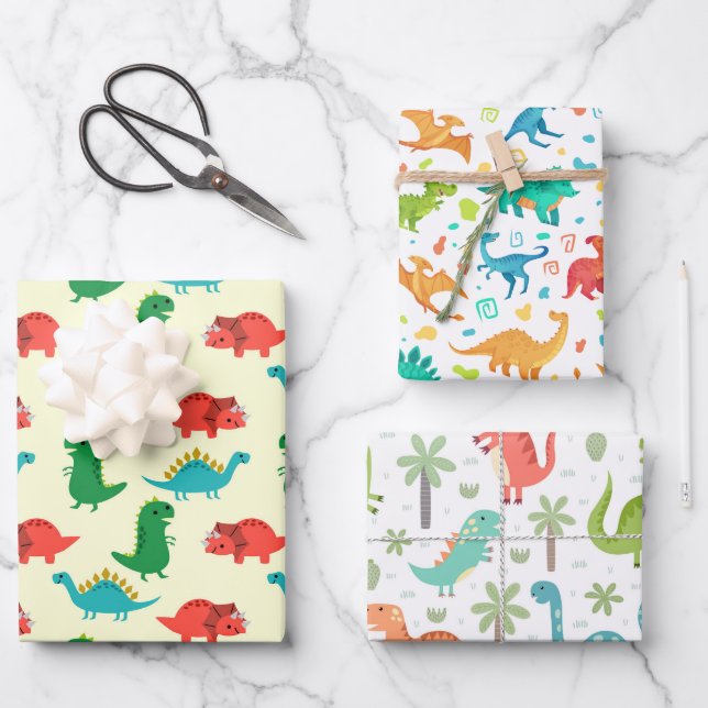 Papel de regalo de paquete de dinosaurios (Anverso)