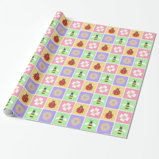 Papel de regalo de parches de primavera (Desenrollado)