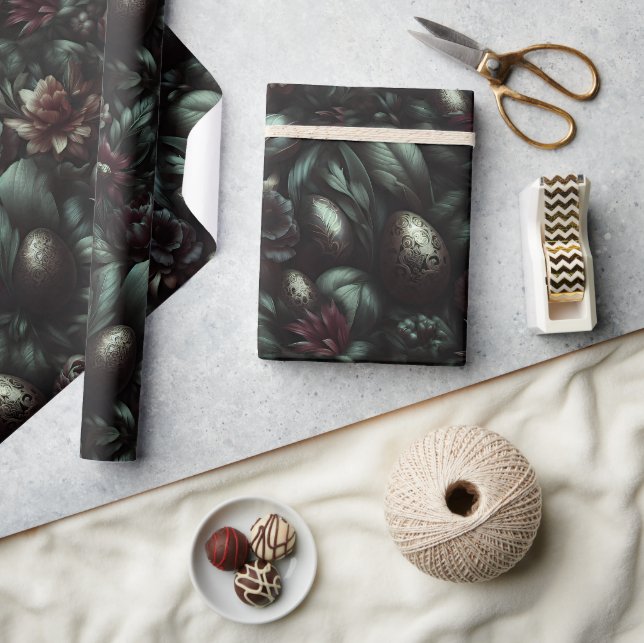 Papel de regalo de Pascua botánico oscuro (Artesanía)