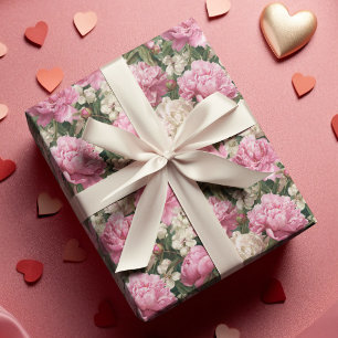 Papel de regalo de Pascua con estampado floral ros