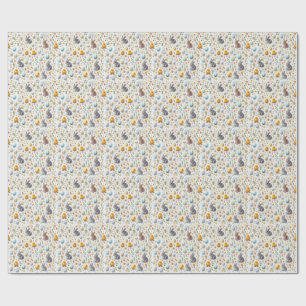 Papel de regalo de Pascua - conejos, huevos y poll