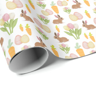 Papel de regalo de Pascua de conejito y huevos