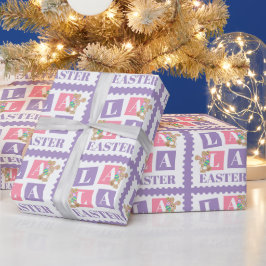 Papel de regalo de Pascua de conejo pastel La La