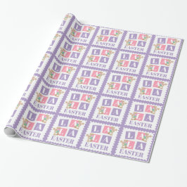 Papel de regalo de Pascua de conejo pastel La La