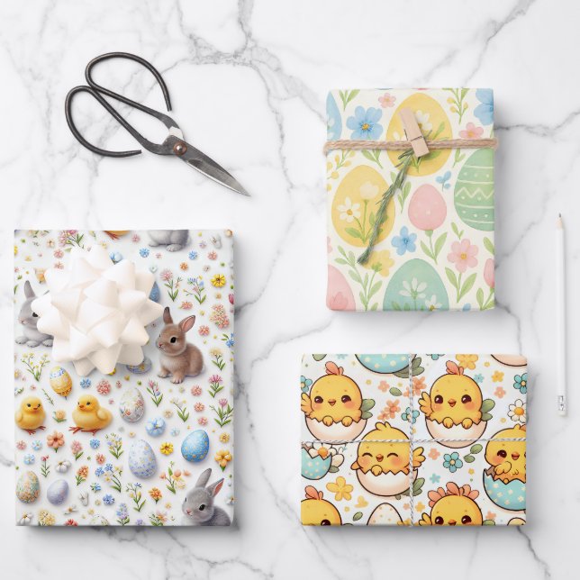 Papel de regalo de Pascua para niños (Anverso)