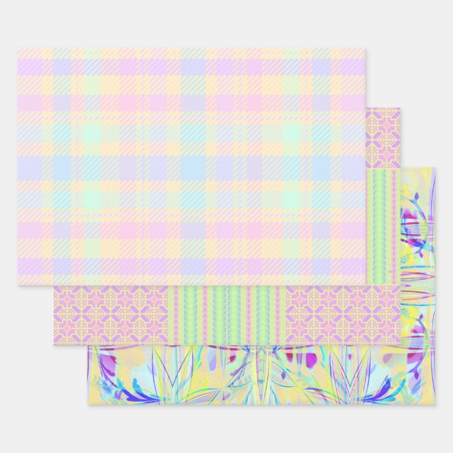 Papel de Regalo de Pascua Pastel - 3 Diseños (Set)