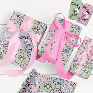 Papel de regalo de Pascua Pastel Retro Vibra Hippi