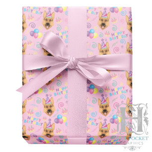 Papel de regalo de Pastor Alemán en rosa