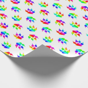 Papel de regalo de pata de lobo arcoíris