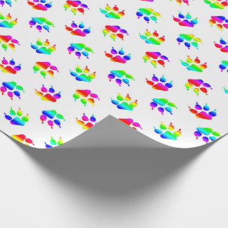Papel de regalo de pata de lobo arcoíris
