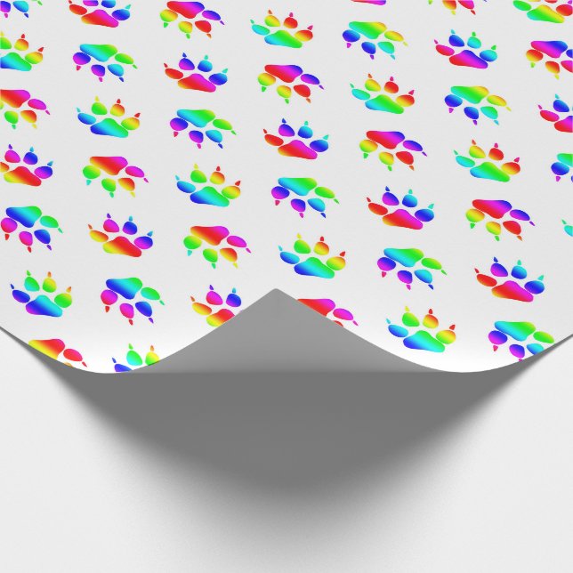 Papel de regalo de pata de lobo arcoíris (Esquina)
