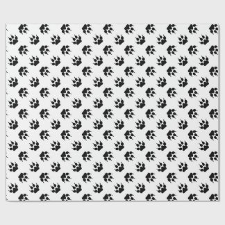 Papel de regalo de pata de lobo en blanco y negro